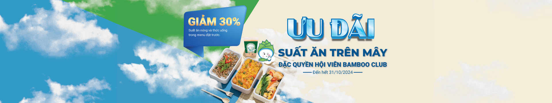 Giảm 30% Suất Ăn Trên Mây – Đặc Quyền Hội Viên Bamboo Club!